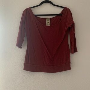 Elemeno Burgundy Off the shoulder 3/4 Sleeve Shirt